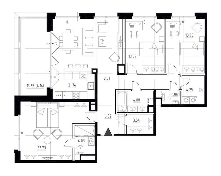 3-комнатная квартира 114.5 м², 9/9 эт., ЖК «LEGENDA Малоохтинский 68»